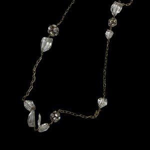 J.Crew Gold-Tone Chain Necklace Clear Beads Rhinestones Long Jewelry Accessory